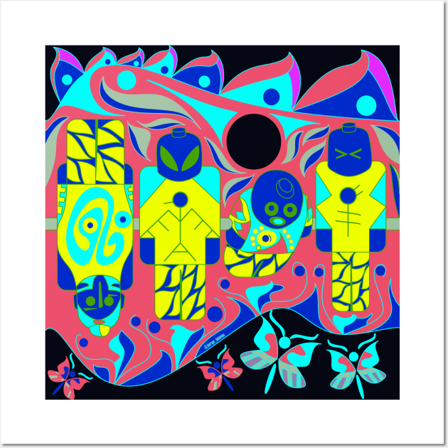 bright alien brick in aztec mask pattern ecopop Wall Art by jorge_lebeau